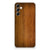 Samsung Galaxy A14 5G Bumper Hoesje Donker Hout met realistische houtprint voor optimale bescherming.