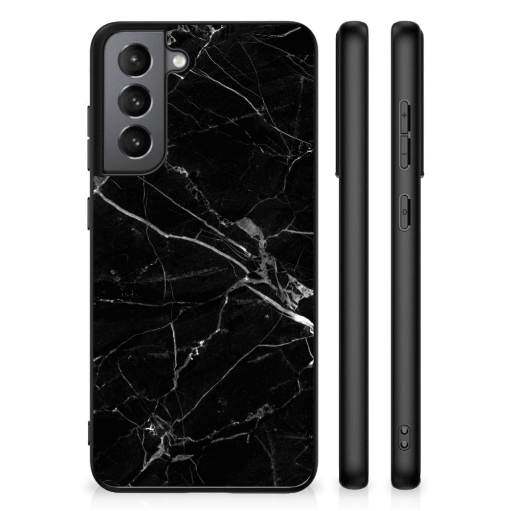 Samsung Galaxy S21FE Marmeren Print Telefoonhoesje Marmer Zwart - Origineel Cadeau Vader B2C Telecom