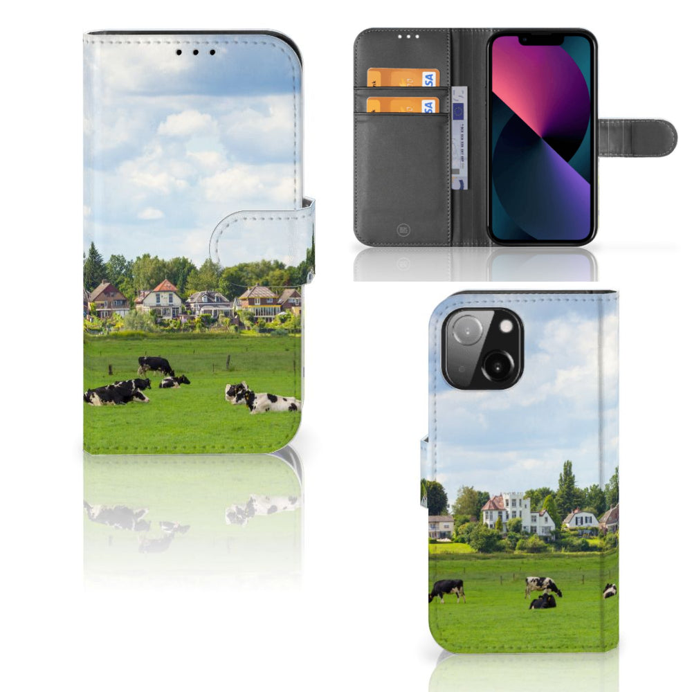iPhone 13 Mini Telefoonhoesje met Pasjes Koeien