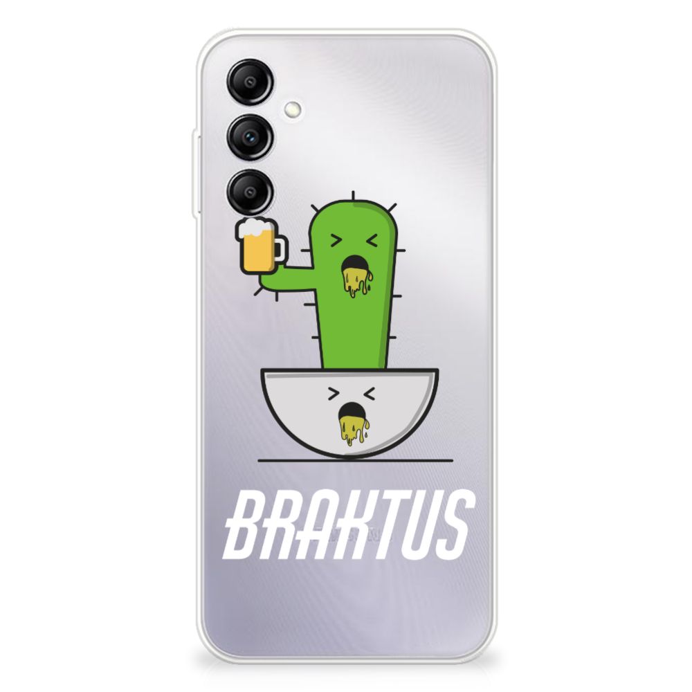 Samsung Galaxy A14 5G Telefoonhoesje met Naam Braktus met cactus print en bier mok ontwerp.