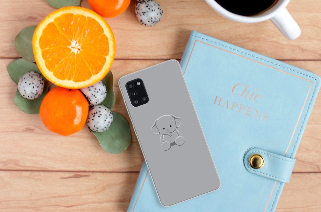 Samsung Galaxy A31 Telefoonhoesje met Naam Grijs Baby Olifant B2C Telecom