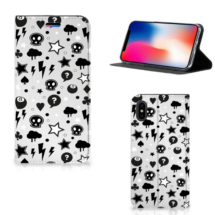 Mobiel BookCase Apple iPhone X | Xs Silver Punk