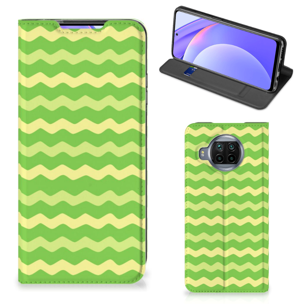 Xiaomi Mi 10T Lite Hoesje met Magneet Waves Green - B2C Telecom