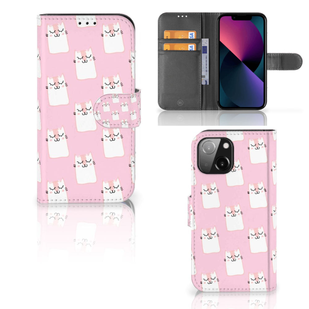 iPhone 13 Mini Telefoonhoesje met Pasjes Sleeping Cats