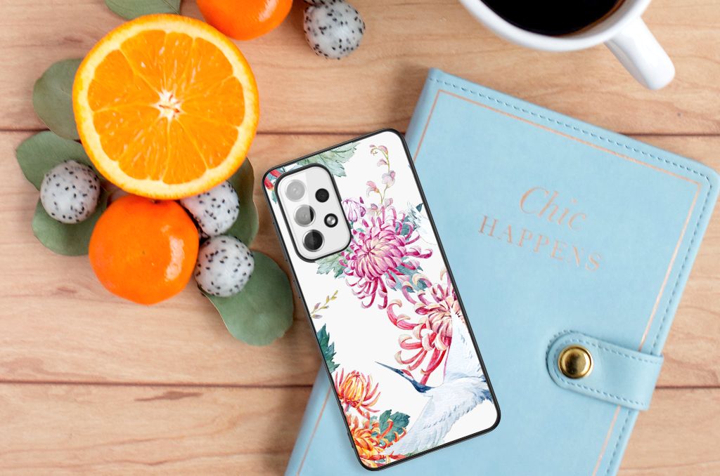 Samsung Galaxy A73 Dierenprint Telefoonhoesje Bird Flowers B2C Telecom