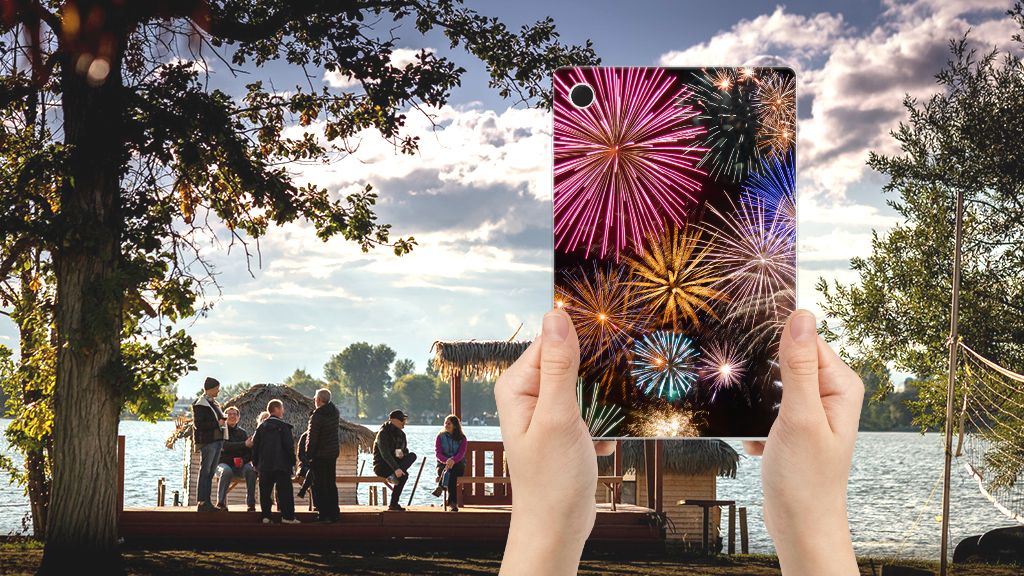 Samsung Galaxy Tab A8 2021/2022 Leuke Siliconen Hoes Vuurwerk