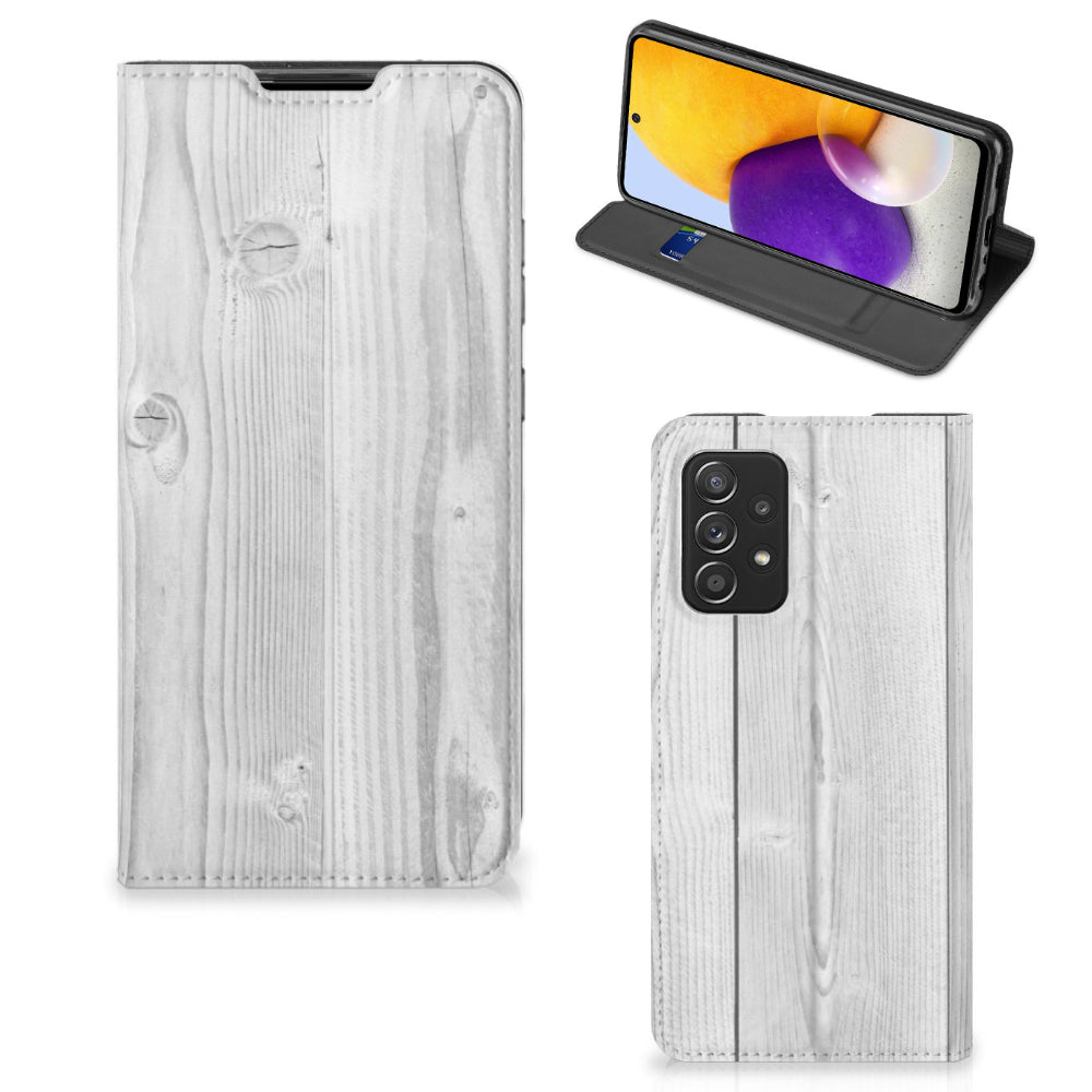 Samsung Galaxy A72 (5G/4G) Book Wallet Case White Wood