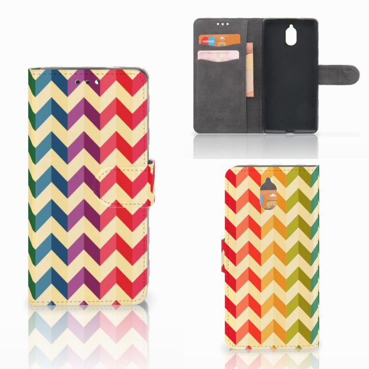 Nokia 3.1 (2018) Telefoon Hoesje Zigzag Multi Color