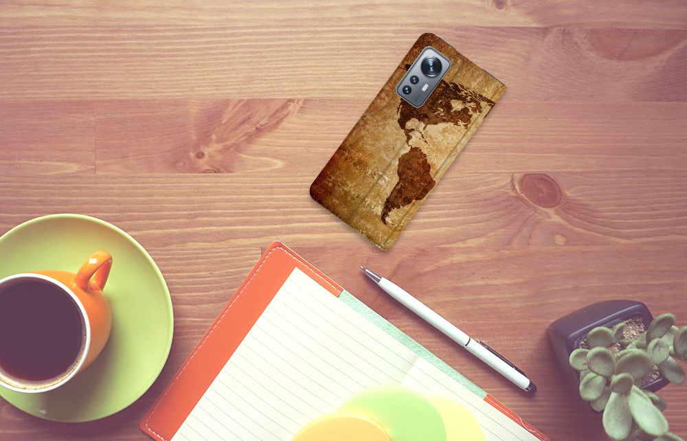 Xiaomi 12 | 12X Book Cover Wereldkaart - B2C Telecom