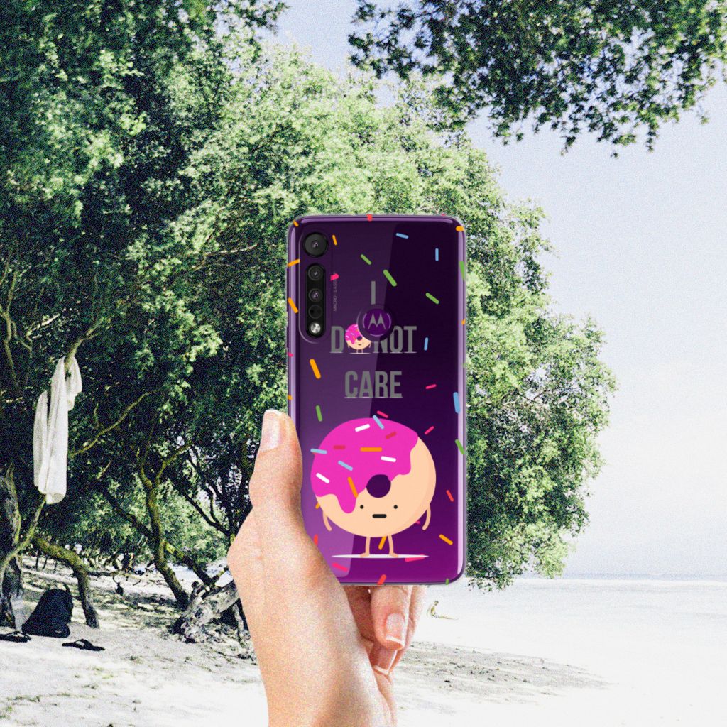 Motorola One Macro Siliconen Case Donut Roze B2C Telecom