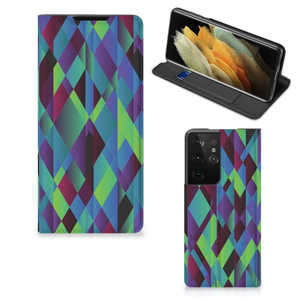 Samsung Galaxy S21 Ultra Stand Case Abstract Green Blue - B2C Telecom