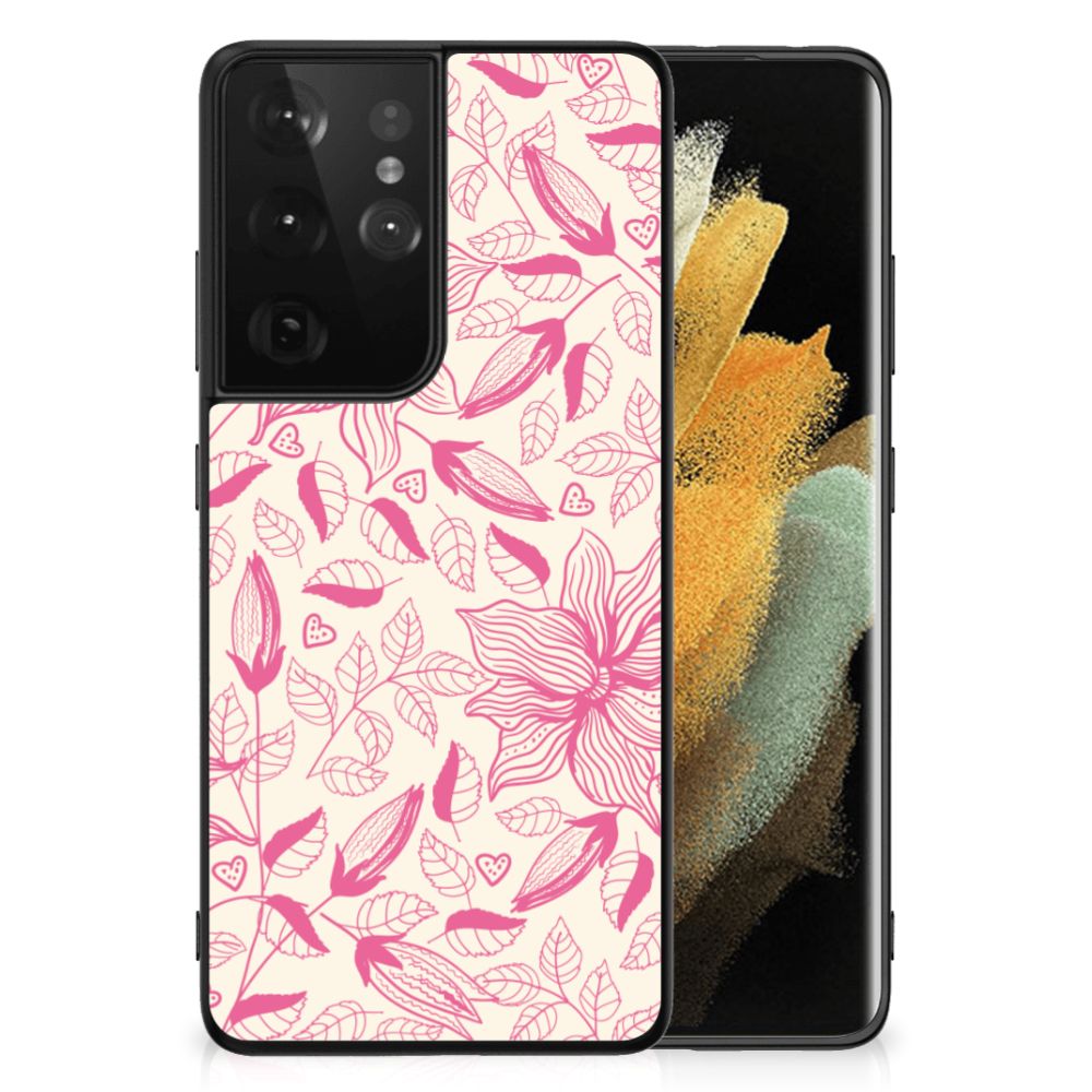 Samsung Galaxy S21 Ultra Bloemen Hoesje Pink Flowers B2C Telecom