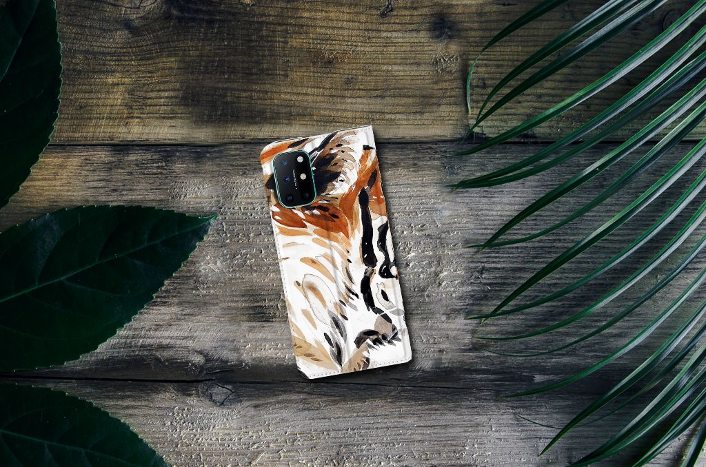 Bookcase OnePlus 8T Watercolor Tiger - B2C Telecom