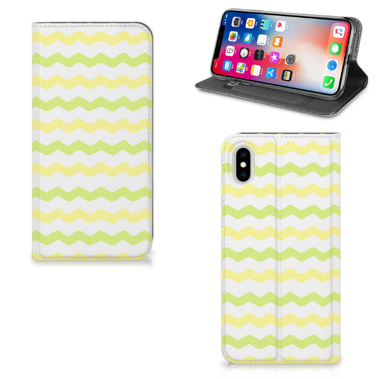 Apple iPhone Xs Max Hoesje met Magneet Waves Yellow