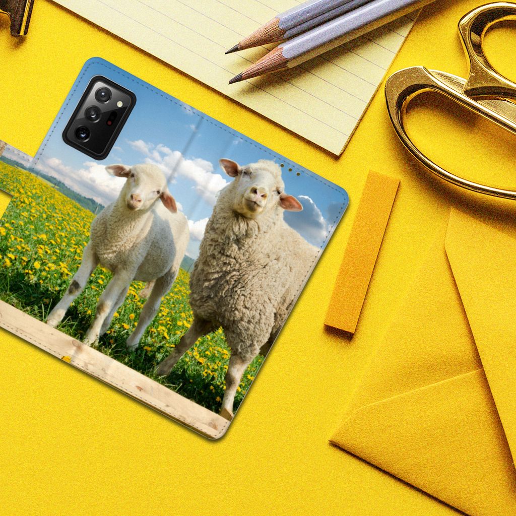 Samsung Galaxy Note20 Ultra Telefoonhoesje met Pasjes Schaap en Lammetje