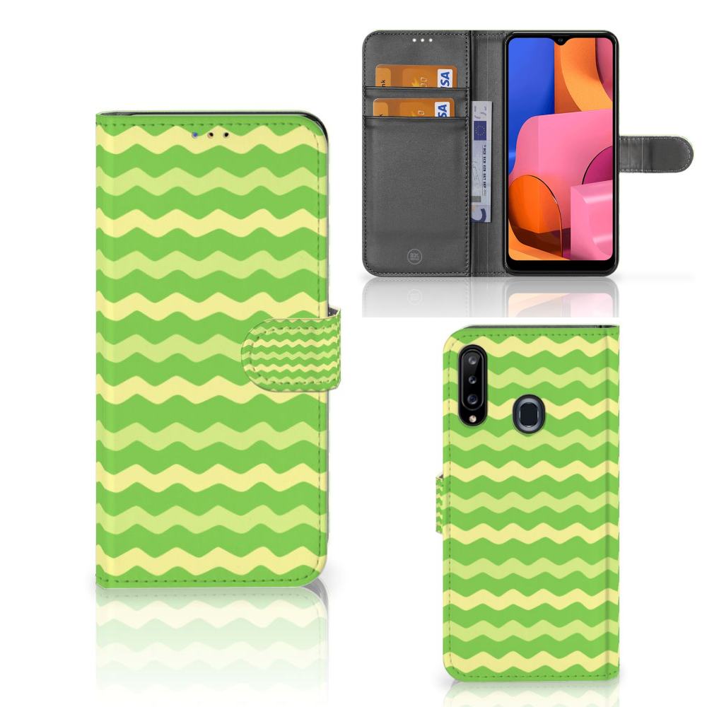 Samsung Galaxy A20s Telefoon Hoesje Waves Green