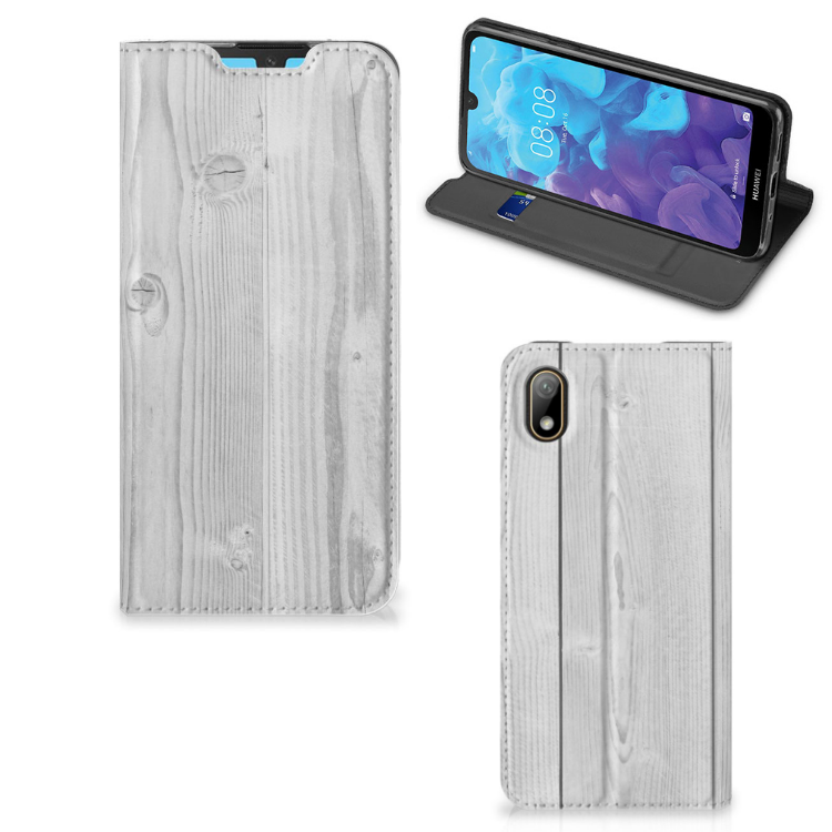 Huawei Y5 (2019) Book Wallet Case White Wood - B2C Telecom