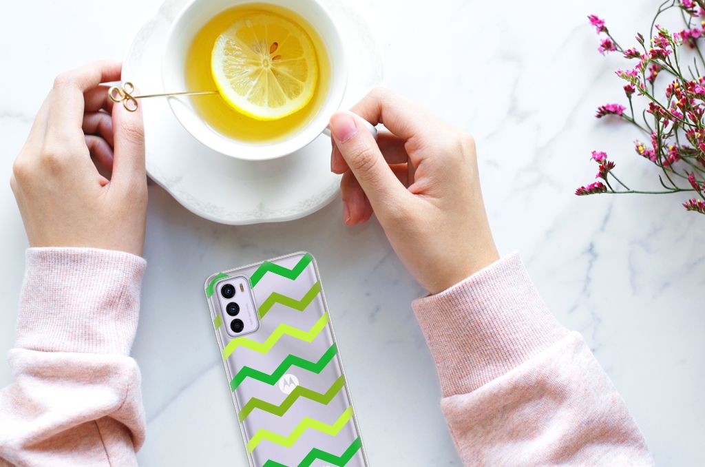 Motorola Moto G42 TPU bumper Zigzag Groen