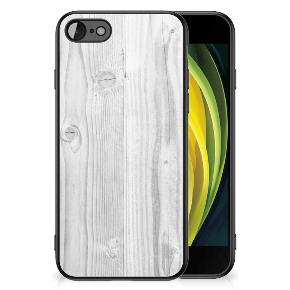 iPhone SE 2022 | SE 2020 | 7/8 Houten Print Telefoonhoesje White Wood met hout print design.