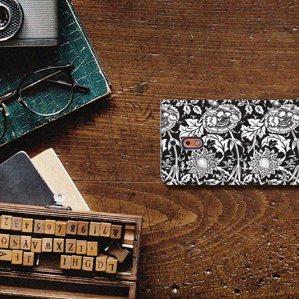 Nokia 2.1 2018 Smart Cover Black Flowers