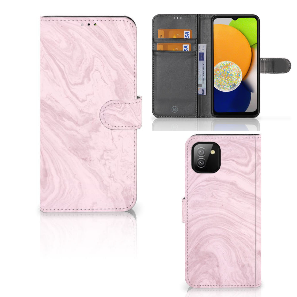 Samsung Galaxy A03 Bookcase Marble Pink - Origineel Cadeau Vriendin