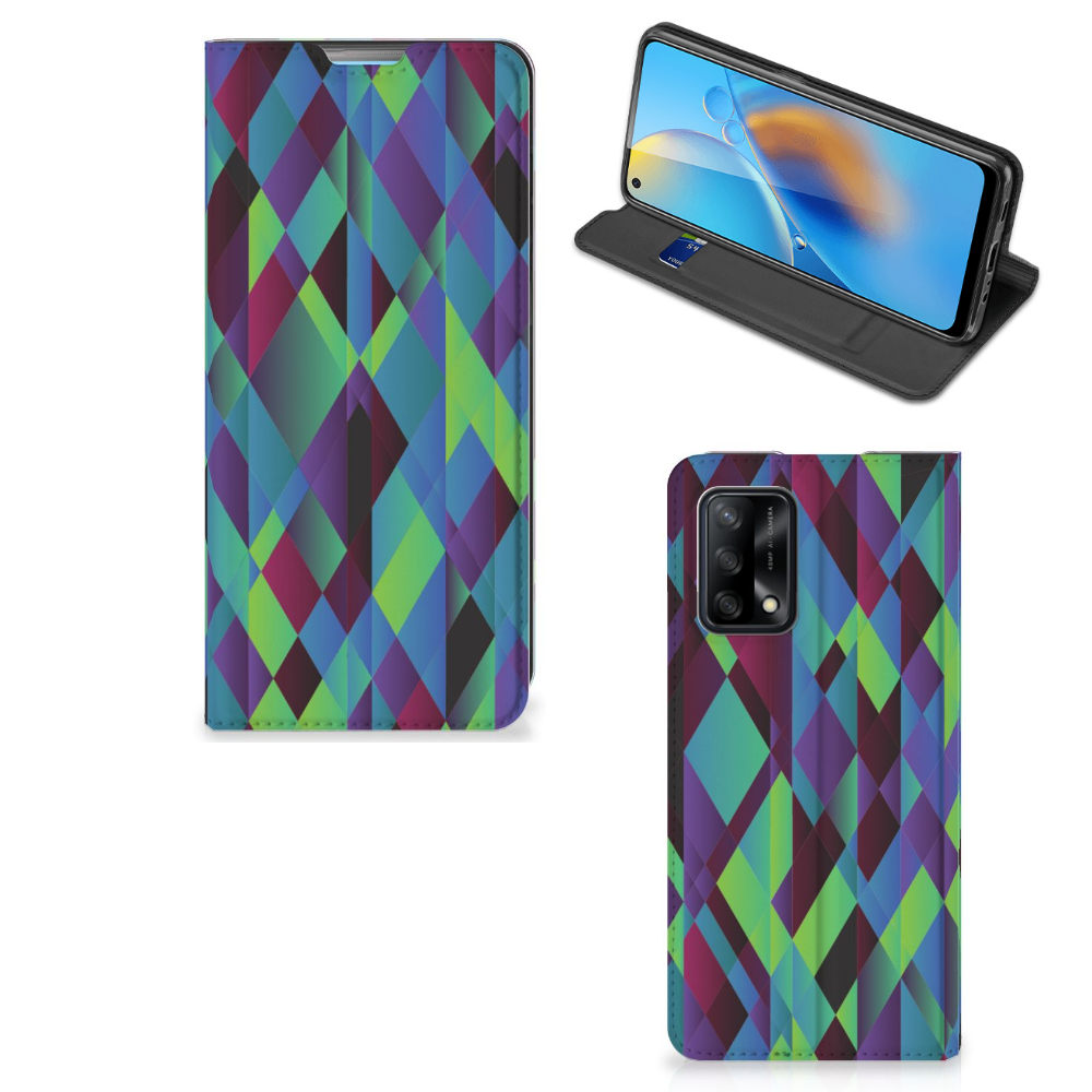 OPPO A74 4G Stand Case Abstract Green Blue - B2C Telecom