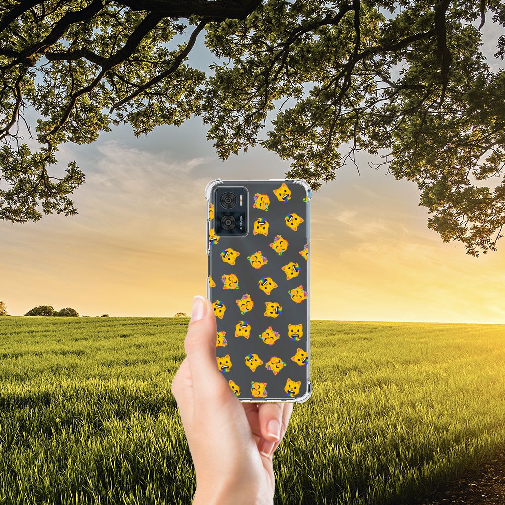 Doorzichtige Silicone Hoesje voor Motorola Moto E22 | E22i Katten Emojis B2C Telecom