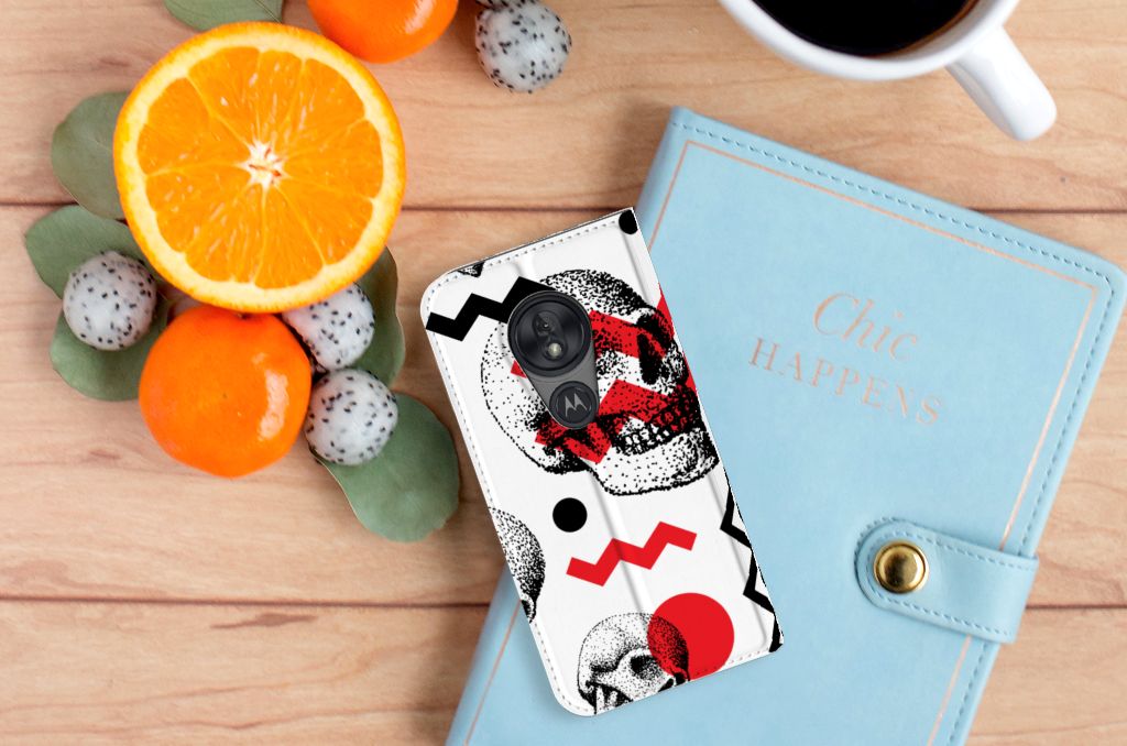 Mobiel BookCase Motorola Moto G7 Play Skull Red - B2C Telecom