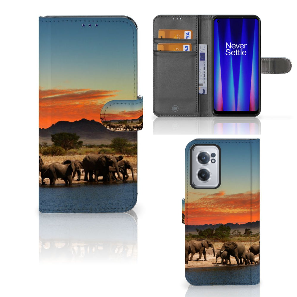 OnePlus Nord CE 2 Telefoonhoesje met Pasjes Olifanten