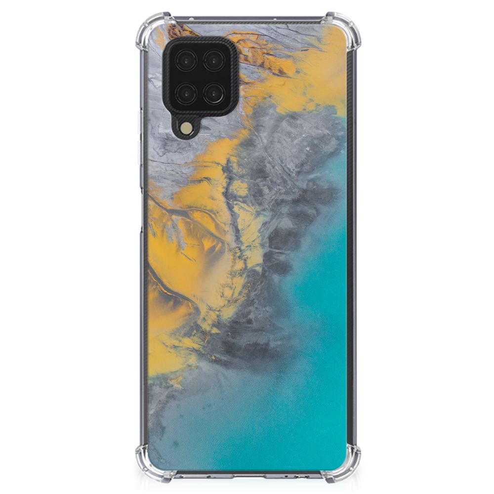 Samsung Galaxy A12 Anti-Shock Hoesje Marble Blue Gold