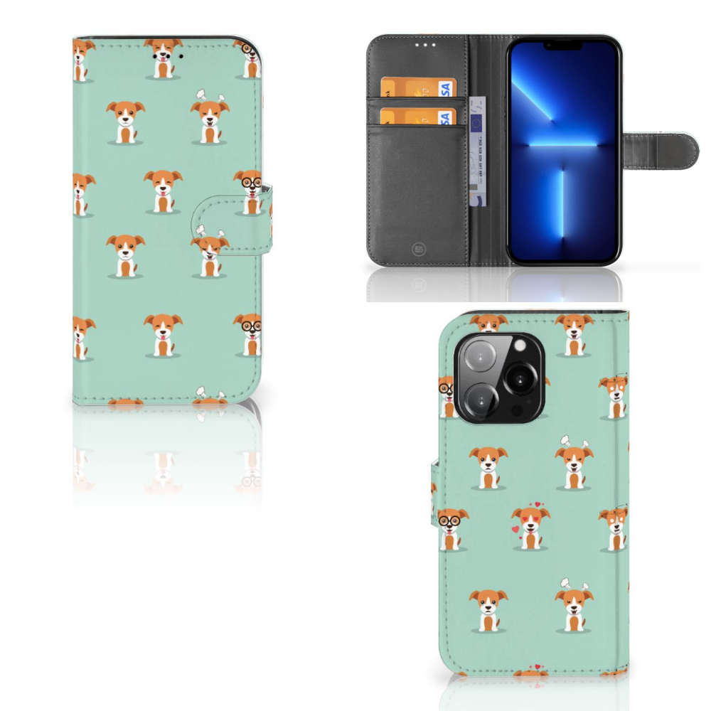 iPhone 13 Pro Telefoonhoesje met Pasjes Pups met schattige hondenprint en ruimte voor pasjes đļ