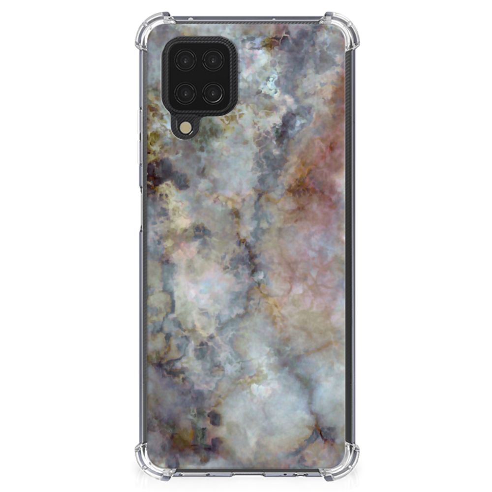 Samsung Galaxy A12 Anti-Shock Hoesje Marmer Grijs - B2C Telecom