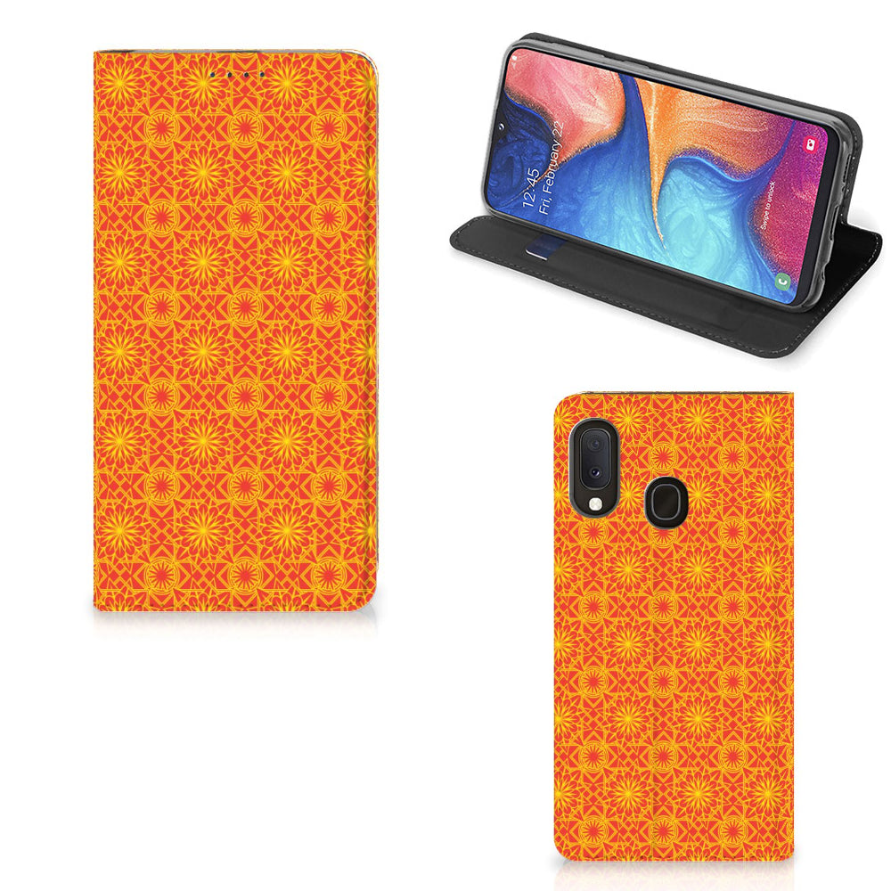 Samsung Galaxy A20e Hoesje met Magneet Batik Oranje