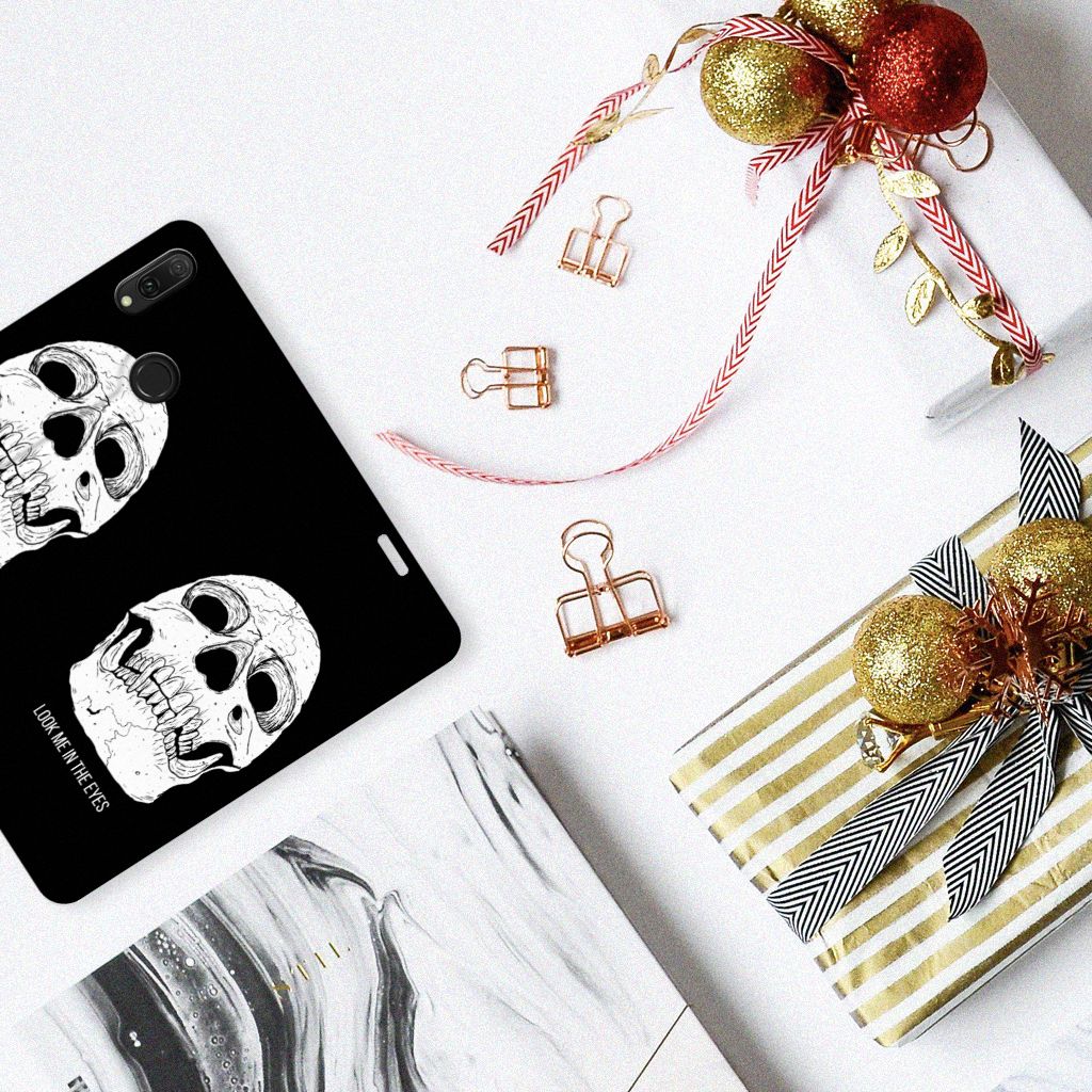 Mobiel BookCase Huawei Y7 hoesje Y7 Pro (2019) Skull Eyes