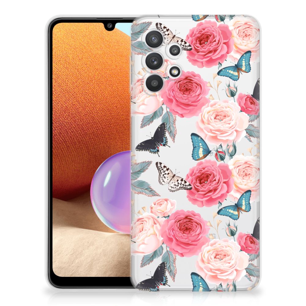 Samsung Galaxy A32 4G | A32 5G Enterprise Editie TPU Case Butterfly Roses B2C Telecom