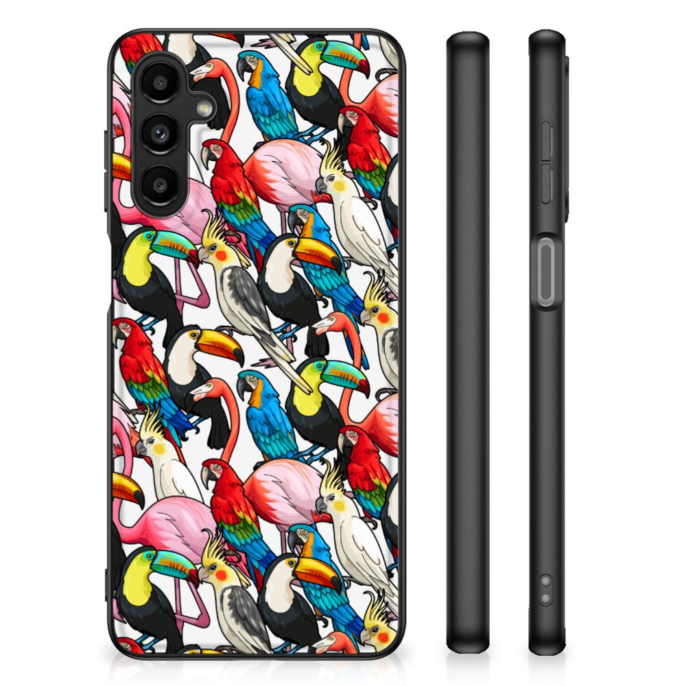 Samsung Galaxy A14 5G Dierenprint Telefoonhoesje Birds met kleurrijke vogels en tropische design.