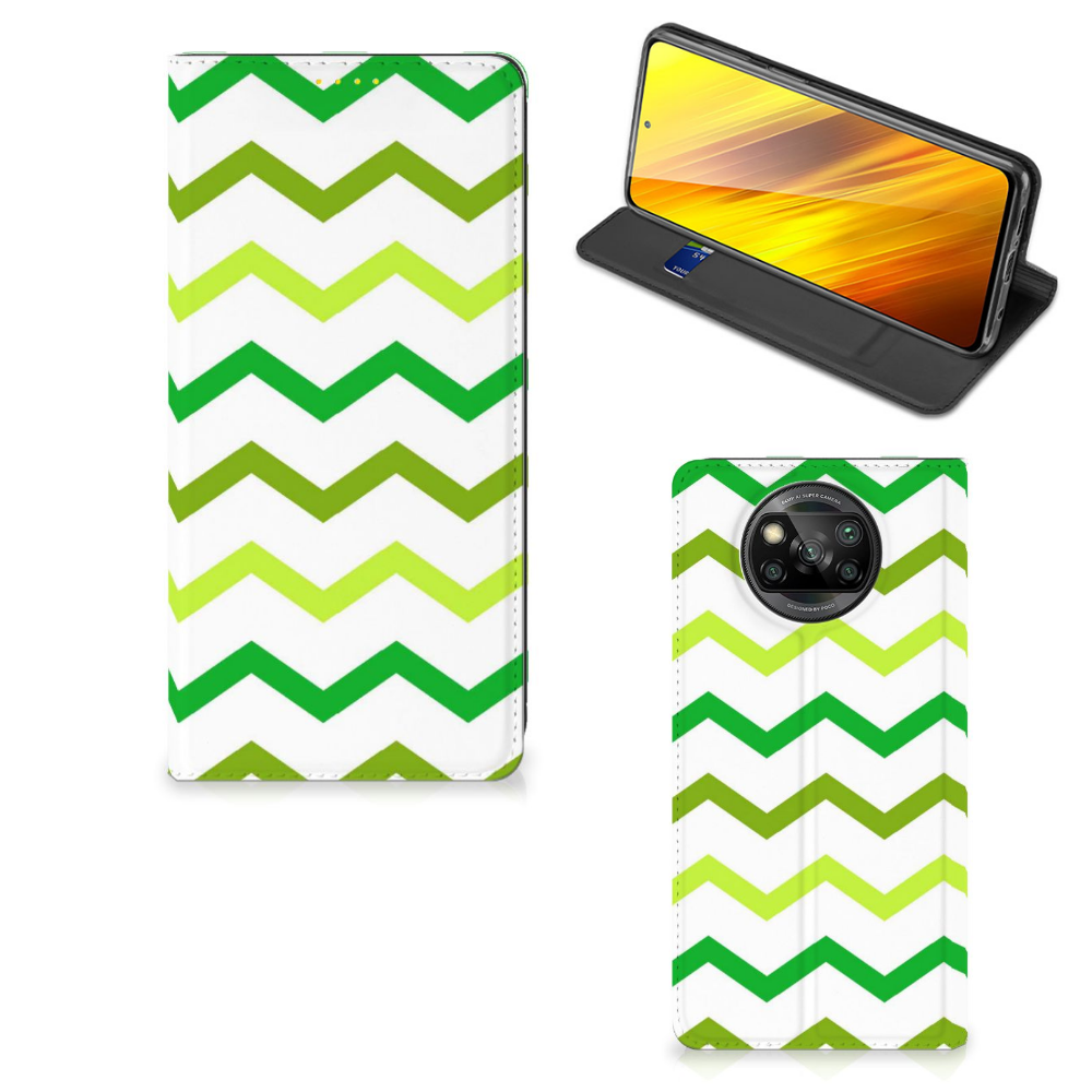 Xiaomi Poco X3 Pro | Poco X3 Hoesje met Magneet Zigzag Groen - B2C Telecom