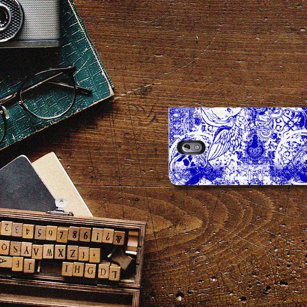 Mobiel BookCase Nokia 3.1 (2018) Angel Skull Blauw