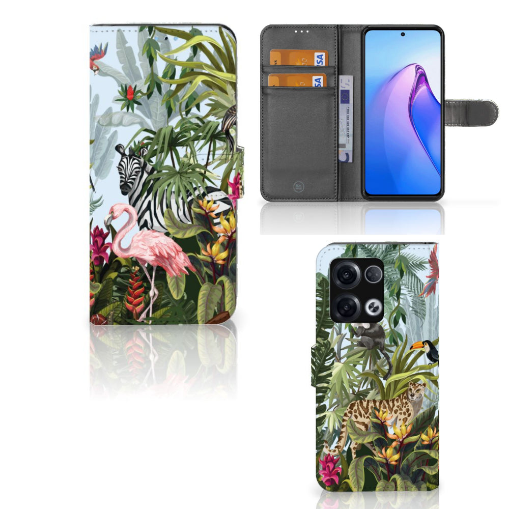 Telefoonhoesje met Pasjes voor OPPO Reno8 Pro Jungle