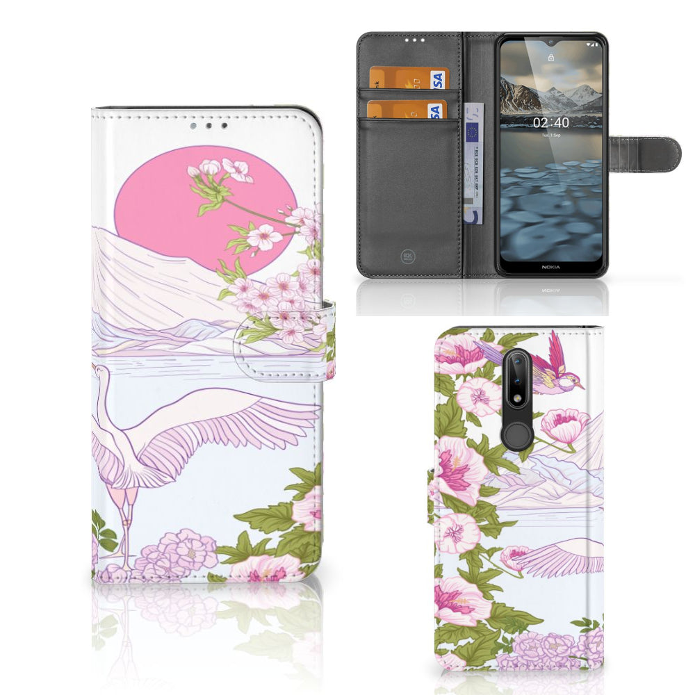 Nokia 2.4 Telefoonhoesje met Pasjes Bird Standing