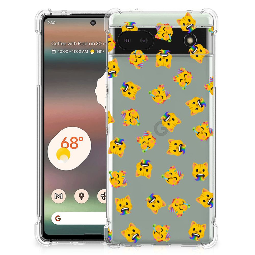 Doorzichtige Silicone Hoesje voor Google Pixel 6A Katten Emojis B2C Telecom