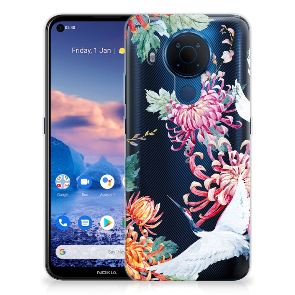 Nokia 5.4 TPU Hoesje Bird Flowers