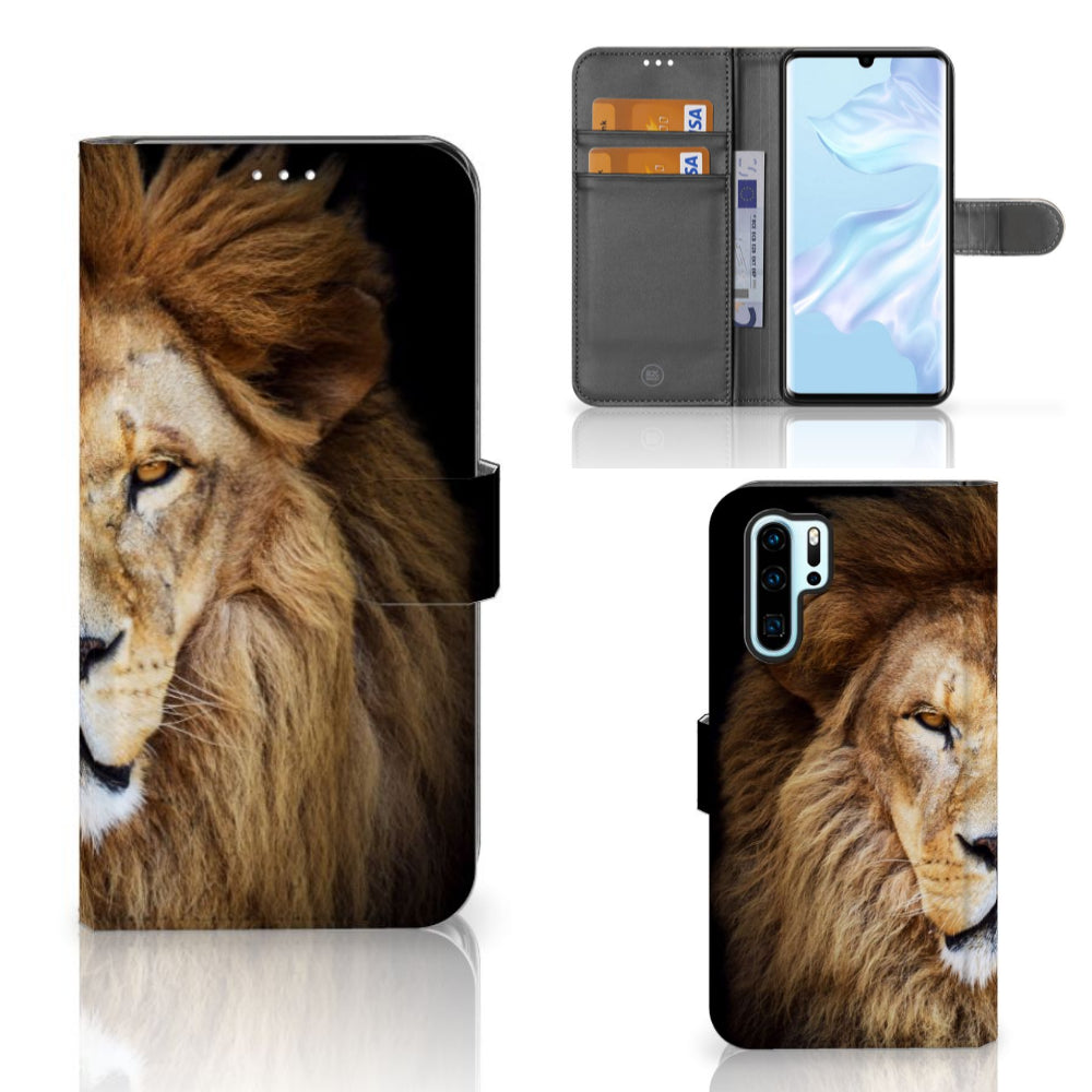 Huawei P30 Pro Telefoonhoesje met Pasjes Leeuw