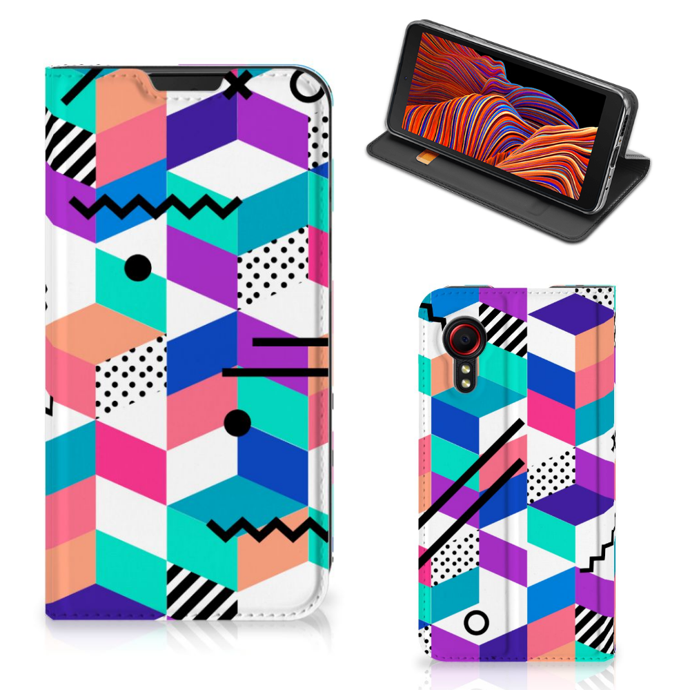 Samsung Galaxy Xcover 5 Stand Case Blokken Kleurrijk - B2C Telecom