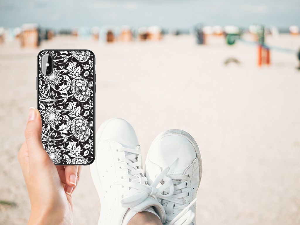 iPhone X | Xs Bloemen Hoesje Black Flowers B2C Telecom