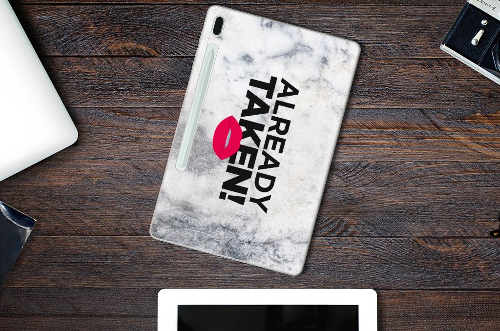 Samsung Galaxy Tab S7FE Back cover met naam Already Taken White - B2C Telecom