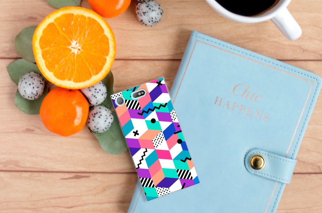 Sony Xperia XZ1 Compact TPU Hoesje Blokken Kleurrijk