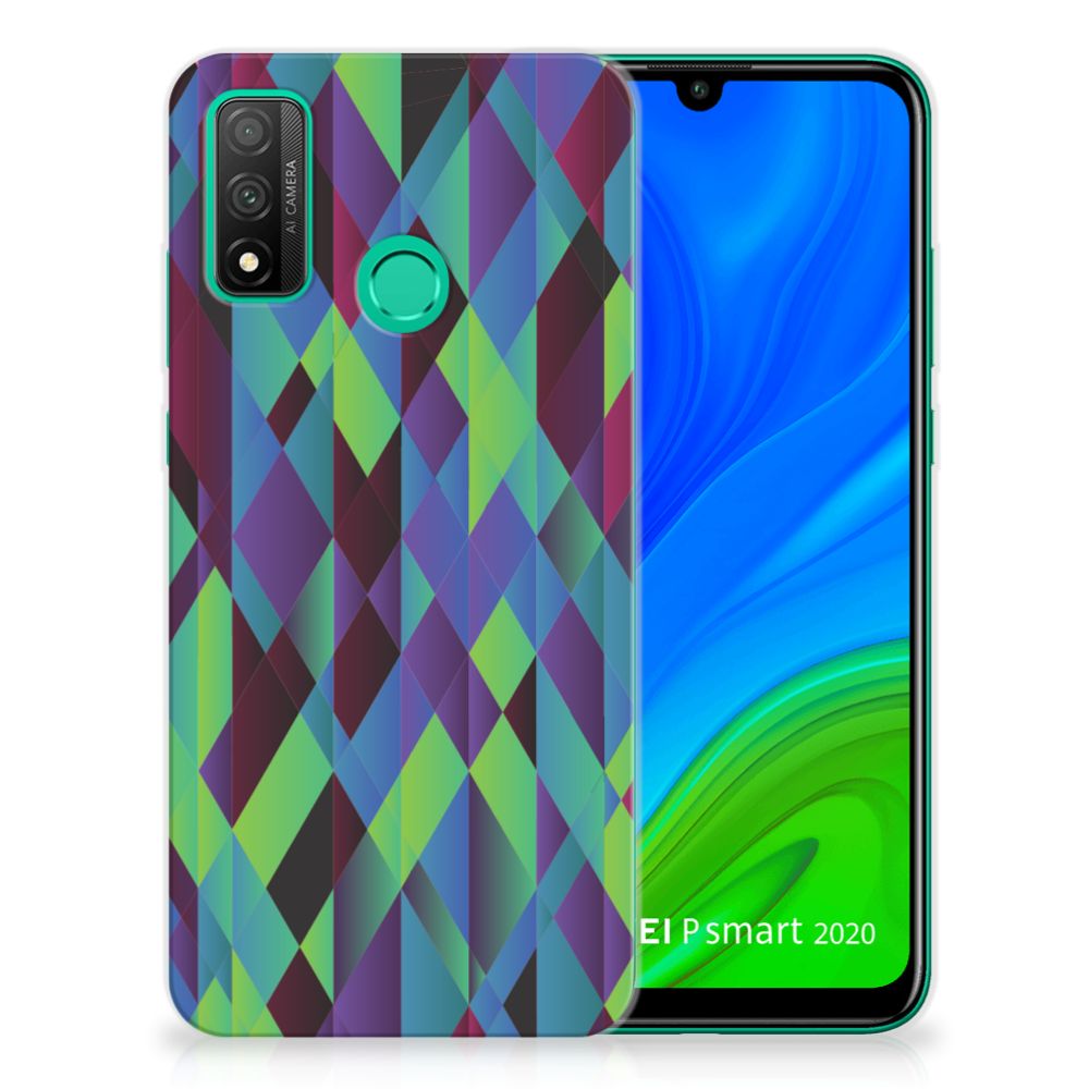 Huawei P Smart 2020 TPU Hoesje Abstract Green Blue B2C Telecom