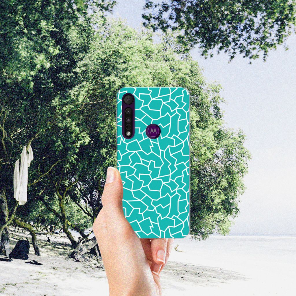 Motorola One Macro Hoesje maken Cracks Blue B2C Telecom
