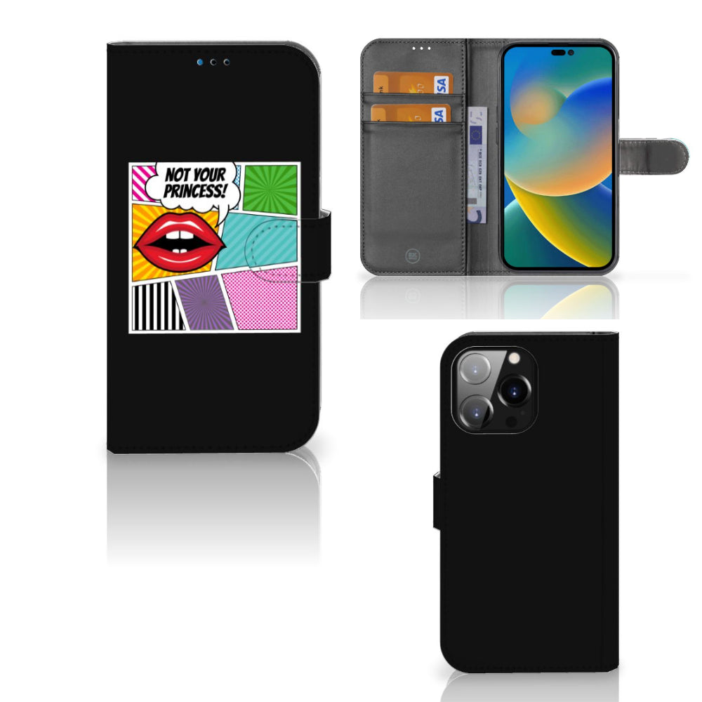 iPhone 14 Pro Max Wallet Case met Pasjes Popart Princess